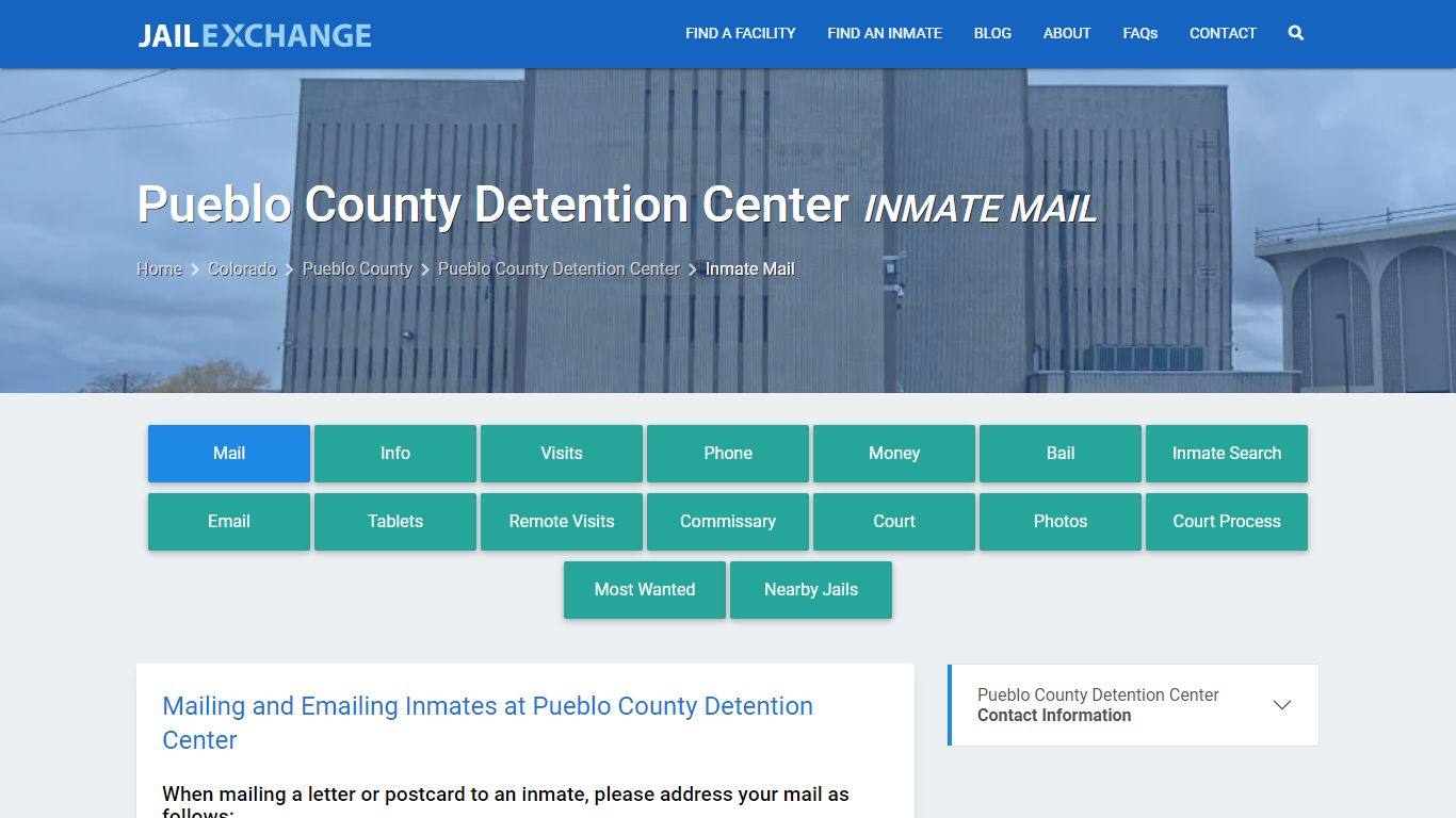 Inmate Mail - Pueblo County Detention Center, CO - Jail Exchange