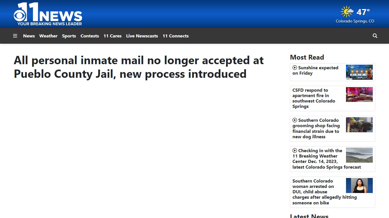 All personal inmate mail no longer accepted at Pueblo County Jail, new ...
